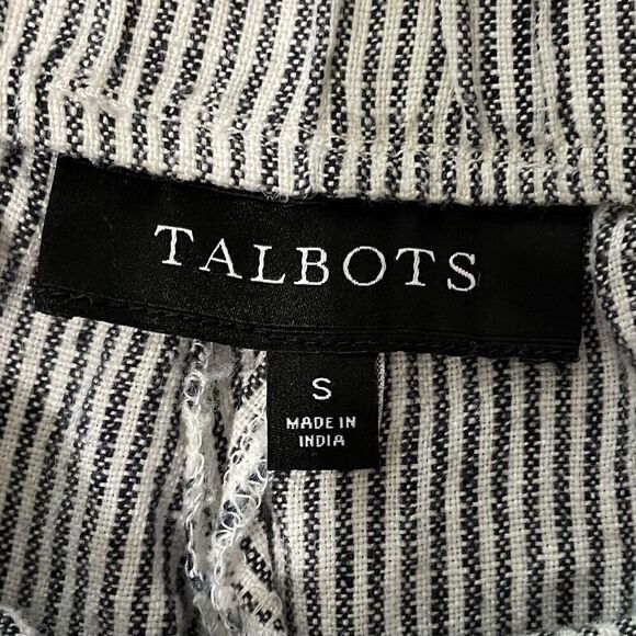 Talbots Striped Linen Pullon Shorts Small Black White MISSING DRAWSTRING - Picture 6 of 7